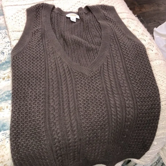 Talbots vintage brown knit sweater vest size large cotton cashmere blend - Picture 6 of 6
